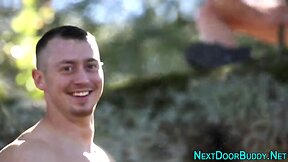 Camping jock guzzles semen